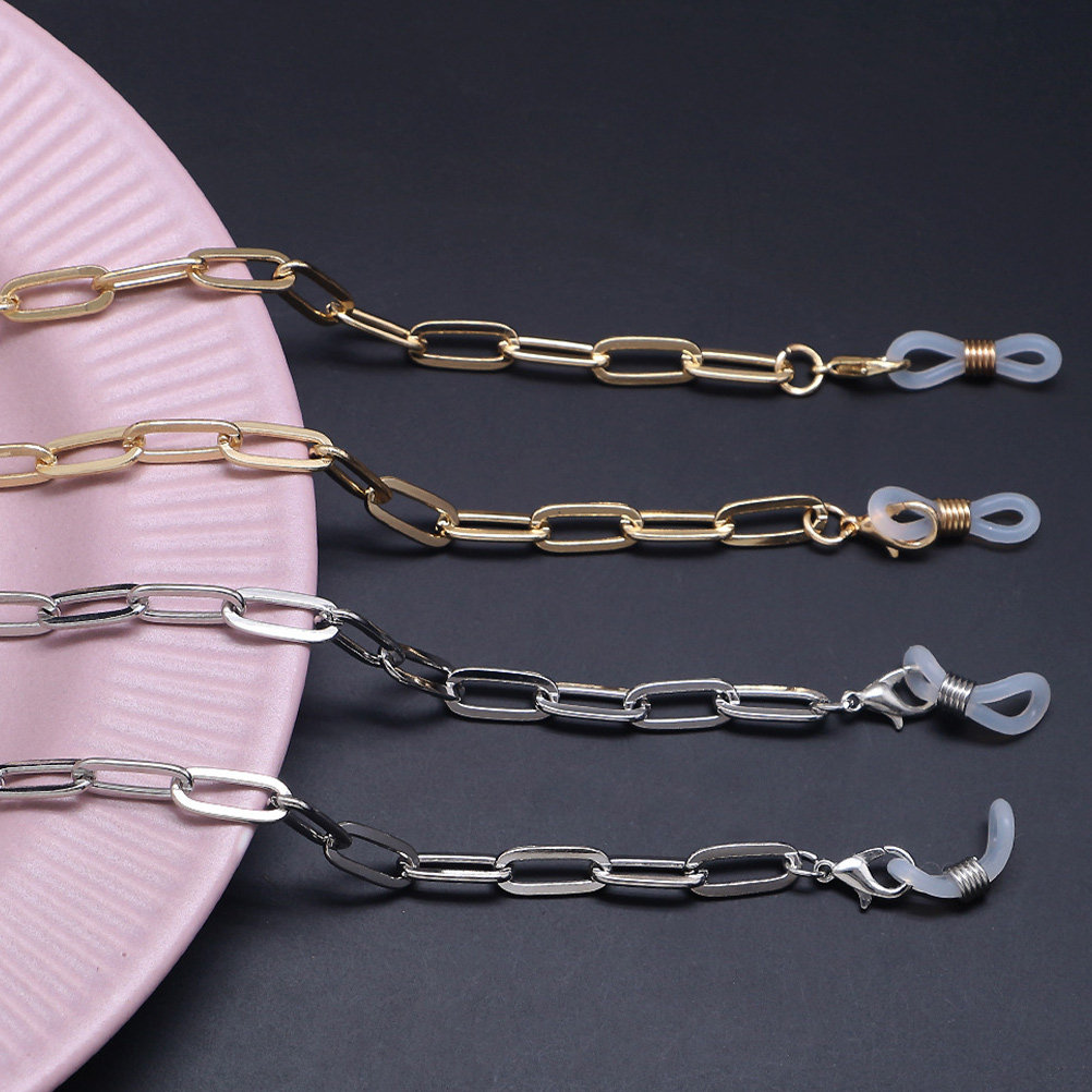 Mask Chain Holder - สายคล้องหน้ากาก/แว่นตาแบบคลิปหนีบกระดาษสีทองโลหะ ป้องกันการสูญหาย เหมาะสำหรับออกกำลังกาย เดินป่า และกิจกรรมกลางแจ้ง