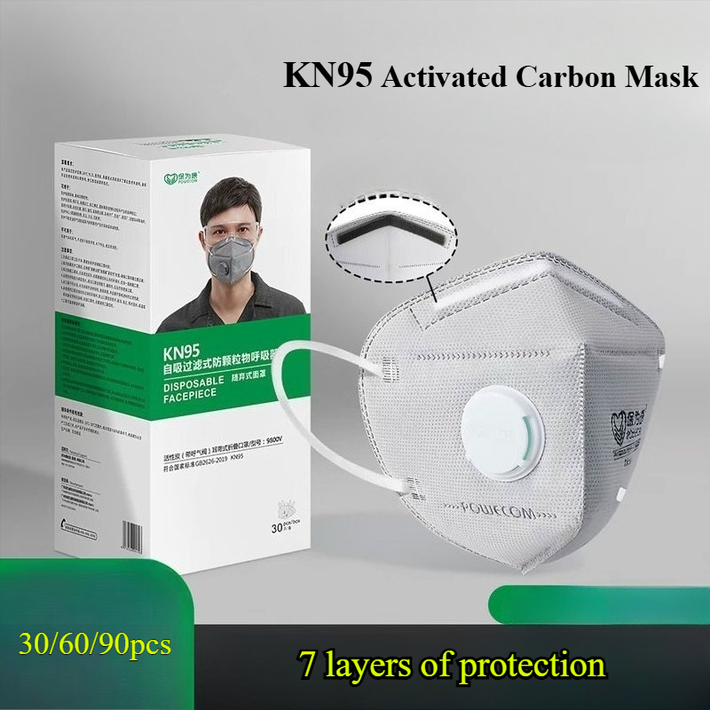 30/60/90 ชิ้น วาล์วคาร์บอนกัมม - Kn95 Respirator Mask บทวิจารณ์และราคา